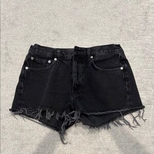 Agolde Black Distressed Denim Shorts